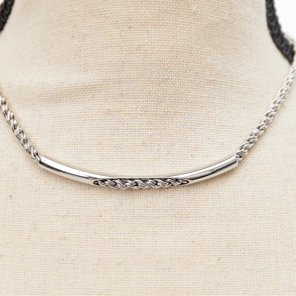Vintage Biagi silver choker bar choker minimalist timeless classic style 90s Y2K - Picture 13 of 15
